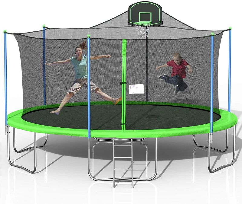 Photo 1 of **BOX 3 OF 3 ONLY ** BOX 1 AND 2 OF 3 ARE MISSING**
 Tatub 1000LBS 16FT Trampoline for Kids, Outdoor Trampoline with Safety Enclosure Net Basketball Hoop and Ladder, Trampoline for Adults
