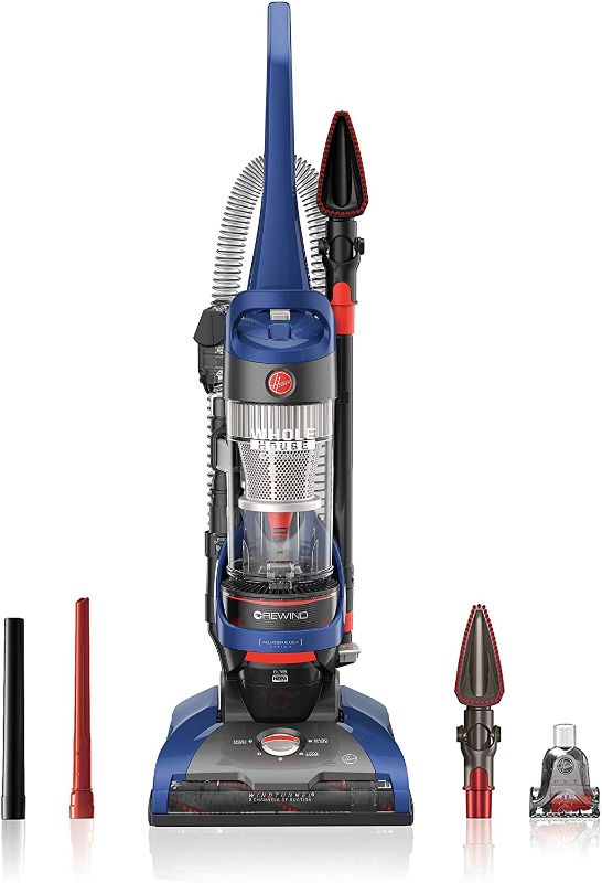 Photo 1 of **HEAVY USE**
Hoover WindTunnel 2 Whole House Rewind Corded Bagless Upright Vacuum Cleaner with Hepa Media Filtration,UH71250, Blue
