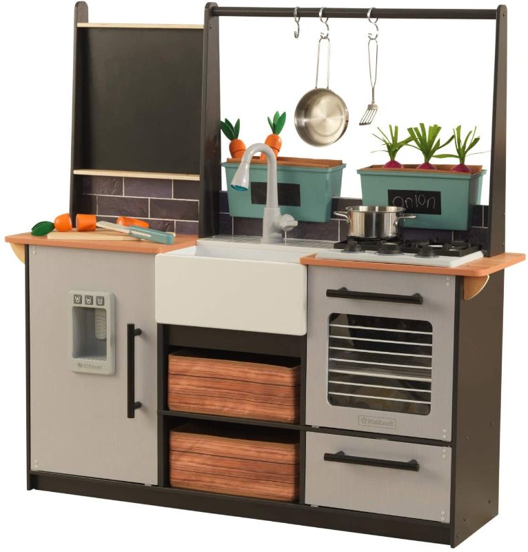 Photo 1 of **INCOMPLETE**USED**
KidKraft Wooden Farm to Table Play Kitchen with EZ Kraft Assembly, Lights & Sounds, Ice Maker and 18 Accessories, Gift for Ages 3+ Large
