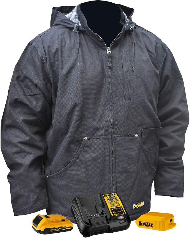 Photo 1 of DEWALT DCHJ076A Heated Heavy Duty Work Coat Kit with 2.0Ah Battery and Charger, SMALL
