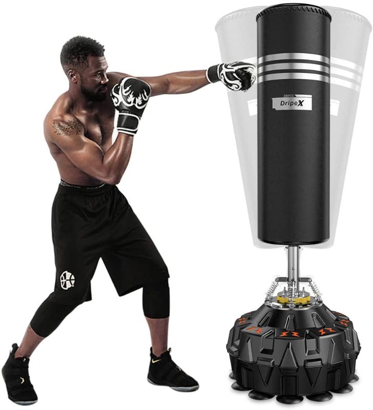 Photo 1 of **INCOMPLETE**Dripex Freestanding Punching Bag with Stand 70''-182lbs Heavy Boxing Bag with Suction Cup Base for Adult Youth Kids - Men Stand Kickboxing Bag for Home Office**BOX 1 OF 2*BOX 1 CONTAINS BAG**
