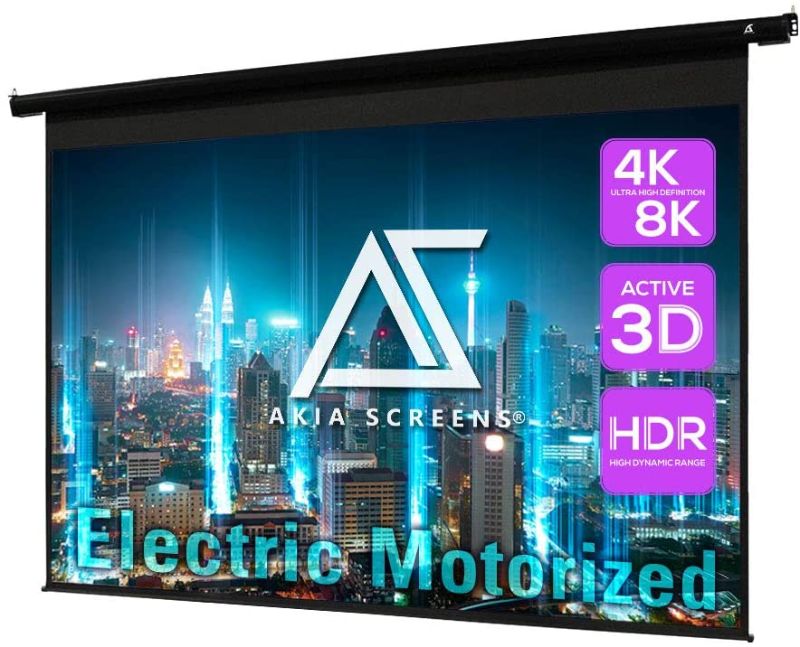 Photo 1 of Akia Screens 104 inch Motorized Electric Remote Controlled Drop Down Projector Screen 4:3 8K 4K HD 3D Retractable Ceiling Wall Mount Black Projection Screen Office Home Theater Movie AK-MOTORIZE104V1
