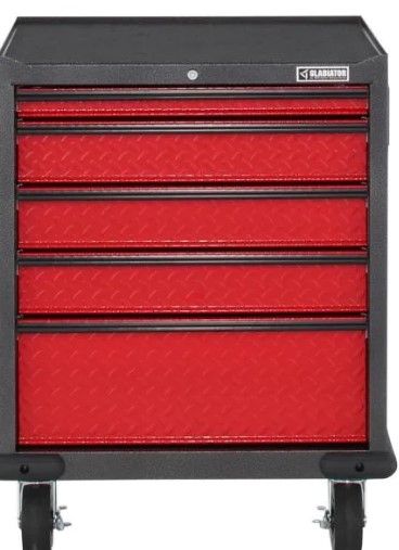 Photo 1 of  Premier Series Pre-Assembled Steel Freestanding Garage Cabinet in Red with Casters (28 in. W x 35 in. H x 25 in. D)
