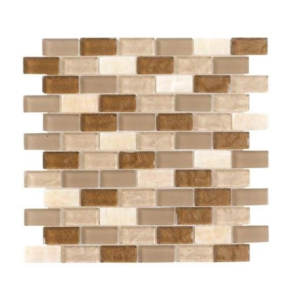Photo 1 of *3 BOXES** Honey Onyx Brick Beige 11.625 in. x 11.625 in. Interlocking Mixed Glass and Onyx Mosaic Tile (0.938 sq. ft./Each)

