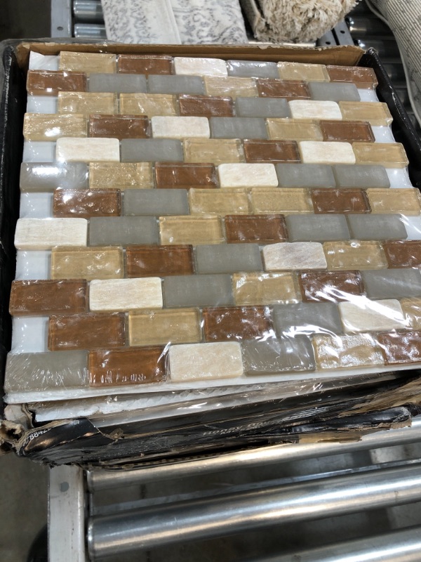 Photo 2 of *3 BOXES** Honey Onyx Brick Beige 11.625 in. x 11.625 in. Interlocking Mixed Glass and Onyx Mosaic Tile (0.938 sq. ft./Each)
