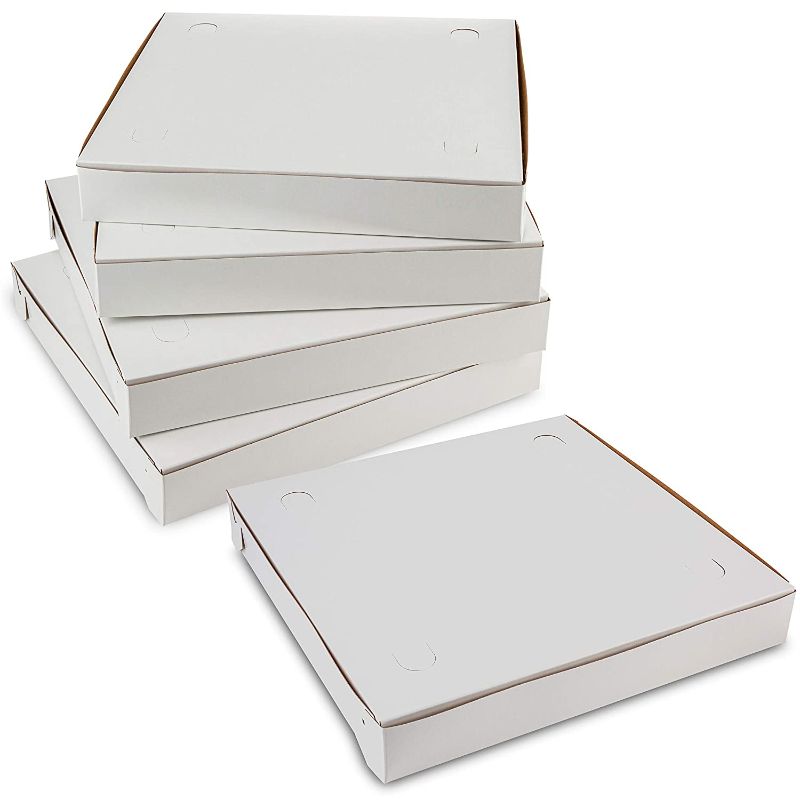 Photo 1 of 12" Length x 12" Width x 1 7/8" Depth Lock Corner Clay Coated"Thin" Clay Coated White Pizza Box by MT Products (10 Pieces)
