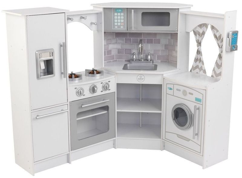 Photo 1 of KidKraft Ultimate Corner Play Kitchen with Lights and Sounds White KidKraft GameStop
