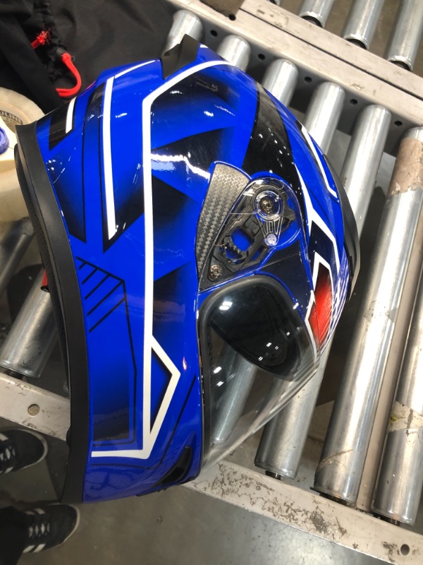 Photo 2 of 1Storm Motorcycle Full Face Helmet Street Bike Dual Visor/Sun Shield HJK316 Panther Blue
SMALL SIZE 