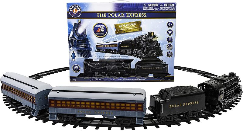 Photo 1 of Lionel The Polar Express Ready-to-Play Set, Battery-Powered Berkshire-Style Model Train Set with Remote , Black
