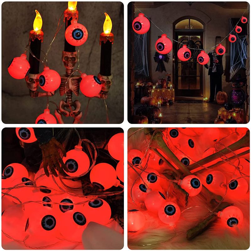 Photo 1 of Halloween Eyeball String Lights, Halloween Decoration Cute Scary with 30 LED Eyeballs?Waterproof 8 Modes Twinkle Lights?Halloween Indoor/Outdoor for Party, House, Yard, Garden Decorations (Red)
**UN CERTAIN IF FUNCTIONS, NO BATTERIES INCLUDED TO TEST**
