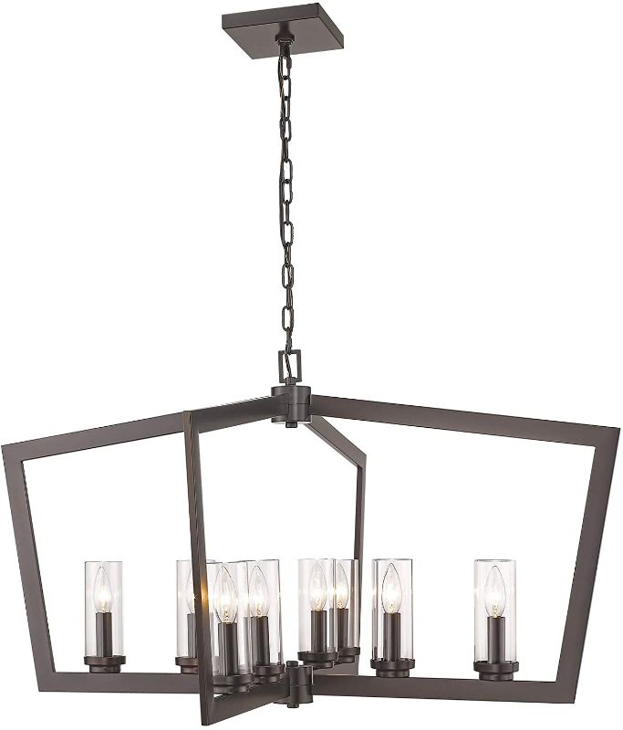 Photo 1 of **INCOMPLETE** Eapudun Modern 8 Lights Metal Light Fixture, Farmhouse Chandelier for Dining Room and Kitchen Island, Oil Rubbed Bronze Finished with Clear Glass Shade, PDA1202-ORB
