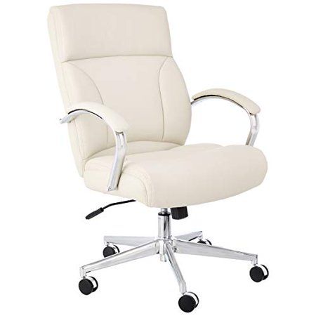 Photo 1 of Basics Modern LeatherSoft Executive Chair, 300lbs Capacity with Oversized Seat Cushion, Ivory
**USED, LOOSE MISSING HARDWARE**
