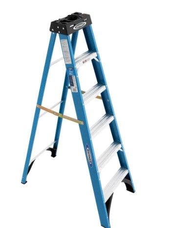 Photo 1 of 6 ft. Fiberglass Step Ladder with 250 lb. Load Capacity Type I Duty Rating
