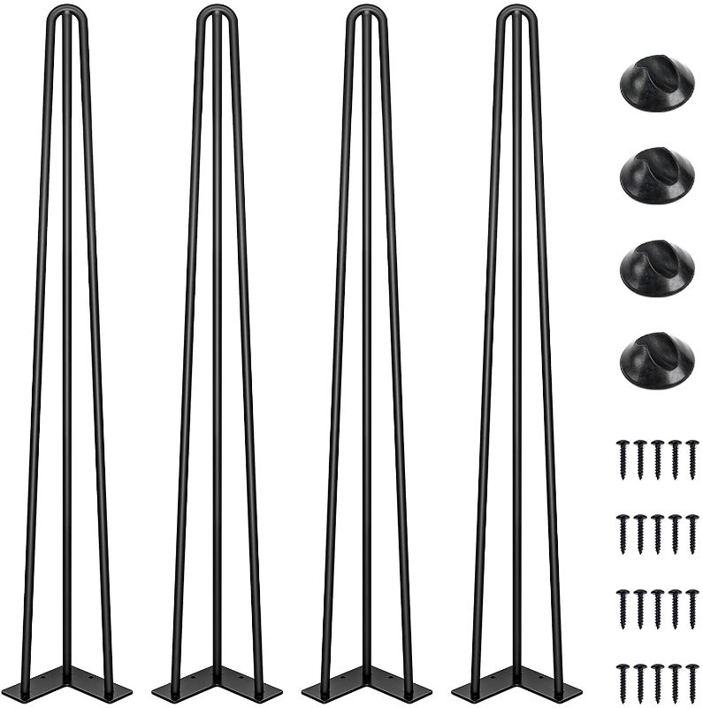 Photo 1 of 40" Metal Hairpin Coffee Table Legs, Black, 4PCS