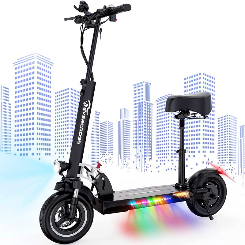 Photo 1 of EVERCROSS Electric Scooter, Electric Scooter for Adults with 800W Motor, Up to 28MPH & 25 Miles-10'' Solid Tires, Scooter for Adults with Seat & Dual Braking, Folding Electric Scooter for Adults Teens
