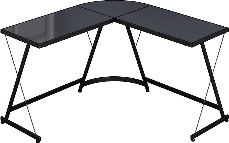 Photo 1 of SHW Le Crozz SHW L-Shaped Home Office Corner Desks Wood Top, Walnut