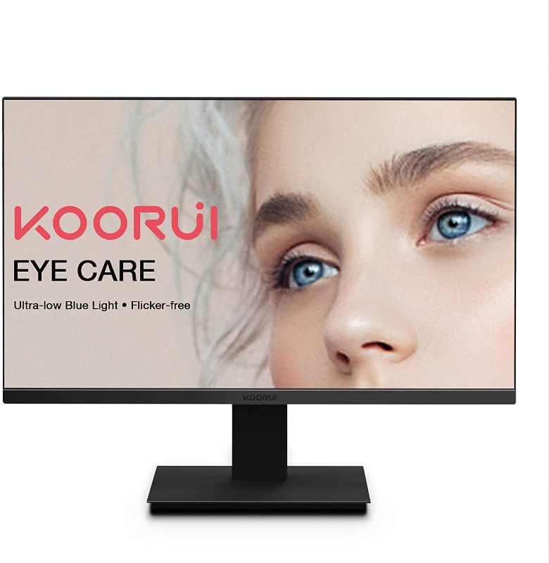 Photo 1 of KOORUI 22 Inch FHD 1080p 75Hz VA LED Computer Monitor with HDMI, VGA, Wide Viewing Angle 178° Comes with Cable Management Hole, VESA Mountable 75 x 75mm Wall Hanging Hole on The Back of Fuselage
