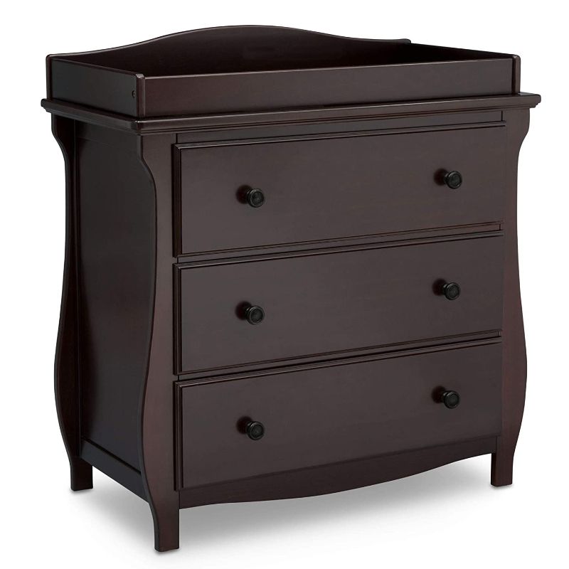 Photo 1 of Delta Children Lancaster 3 Drawer Dresser with Changing Top, Dark Chocolate
