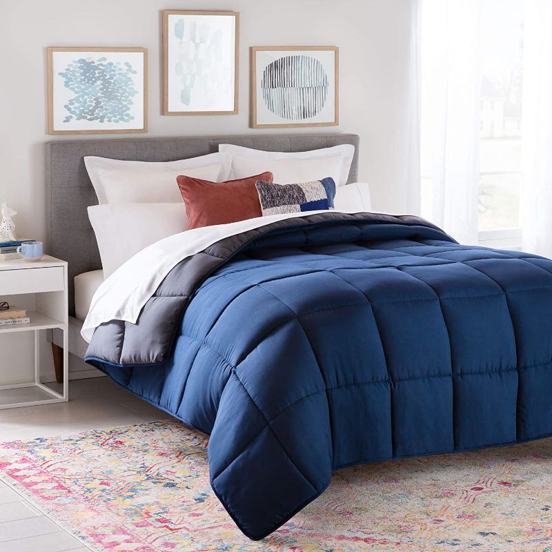 Photo 1 of LINENSPA All Season Hypoallergenic Down Alternative Microfiber Comforter
Size:Full
Color:Navy/Graphite
