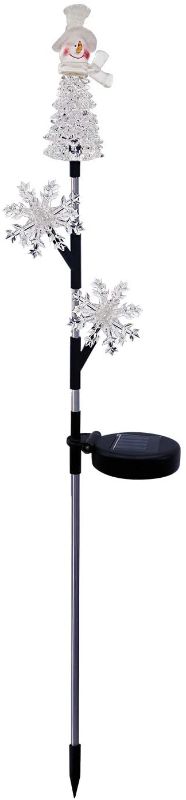 Photo 1 of Alpine Corporation SOT882SLR-HH Snowman and Snowflakes Christmas Stake Holiday Décor, Multicolor
