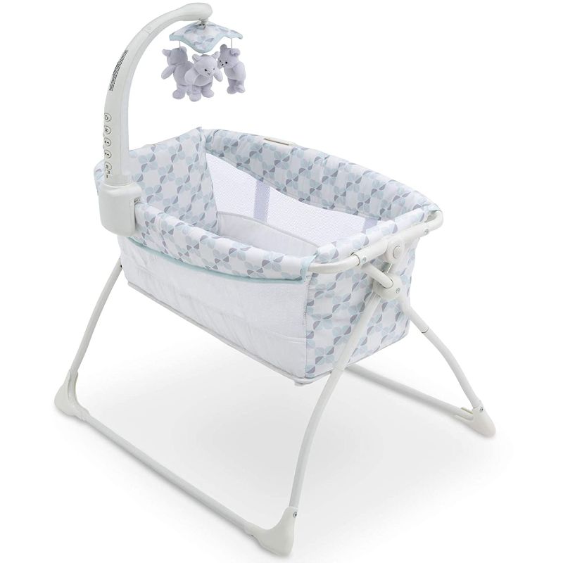 Photo 1 of Delta Children Deluxe Activity Sleeper Bedside Bassinet - Folding Portable Crib for Newborns, Windmill , 31.69x26.77x22.44 Inch 