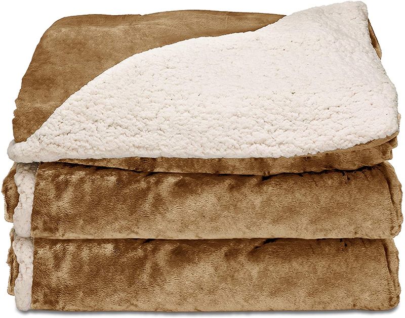 Photo 1 of Sunbeam Heated Throw Blanket | Reversible Sherpa/Royal Mink, 3 Heat Settings, Honey
60"L x 50"W
