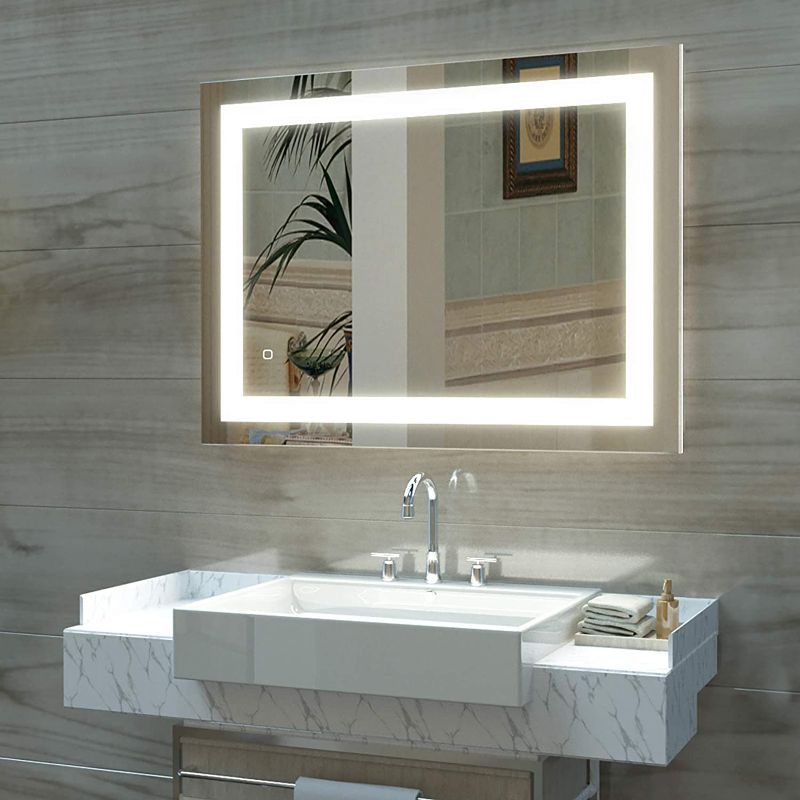 Photo 1 of ***New***
HAUSCHEN HOME 36 x 28 inch LED Lighted Bathroom Wall Mounted Mirror with 5500K, CRI 95 Cold White Lights and Anti Fog and Dimmable Memory Touch Button, ETL Listed, Vertical & Horizontal
