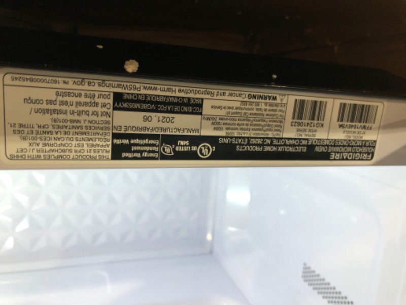 Photo 7 of ***PARTS ONLY*** FRIGIDAIRE FFMV1846VS 30" Stainless Steel Over The Range Microwave with 1.8 cu. ft. Capacity, 1000 Cooking Watts, Child Lock and 300 CFM

