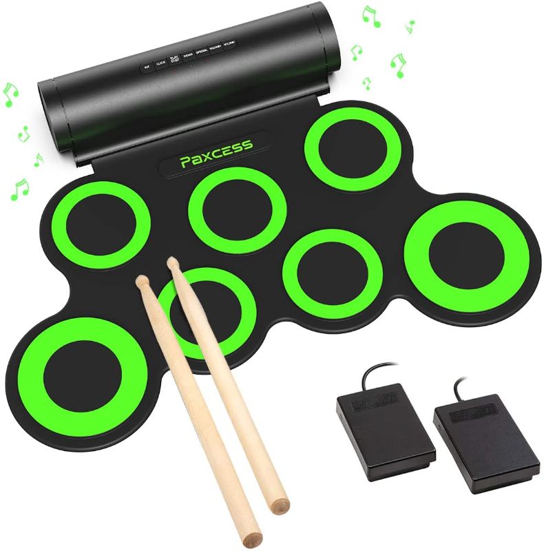 Photo 1 of (stock image for reference only not exact item )
 Electronic Drum Set, Roll Up Drum Practice Pad Midi Drum Kit with Headphone Jack Built-in Speaker Drum Pedals Drum Sticks 10 Hours Playtime, Great Holiday Birthday Gift for Kids