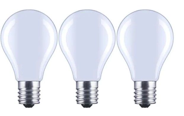 Photo 2 of 2 items 
EcoSmart 100-Watt Equivalent B13 Dimmable Blunt Tip Candle Clear Glass Filament LED Vintage Edison Light Bulb Daylight (3-Pack) ($13 x 4)
EcoSmart 60-Watt Equivalent A15 Dimmable Appliance Fan Frosted Glass Filament LED Vintage Edison Light Bulb 