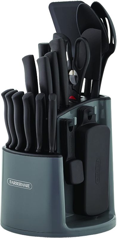 Photo 1 of **incomplete** Farberware 30-Piece Spin-and-Store Knife and Kitchen Tool Set with Rotating Storage Caddy, Black