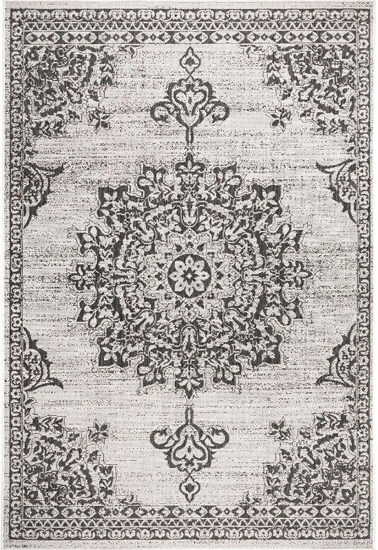 Photo 1 of **needs to be cleaned*** Home Dynamix Nicole Miller Patio Country Azalea Indoor/Outdoor Area Rug 5'2"x7'2", Traditional Medallion Gray/Black