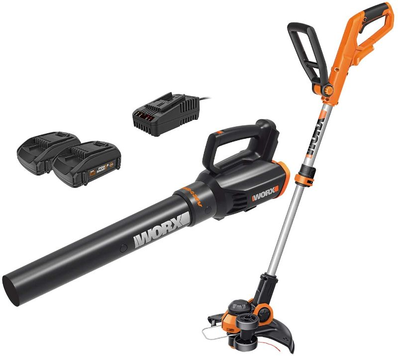 Photo 1 of WORX Cordless String Trimmer and Blower WG929.1 Combo, 20V 2 Batteries, Grass Weed Edger
