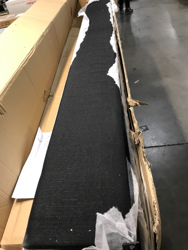 Photo 1 of *INCOMPLETE* BOX 2 OF 2 MISSING BOX1. HomeLife Premiere Classics 51" Tall Platform Bed with Cloth Headboard and Slats - Queen (Black Linen)