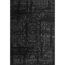 Photo 1 of Arlena Distressed Persian Medallion Black 12 ft. x 15 ft. Area Rug
