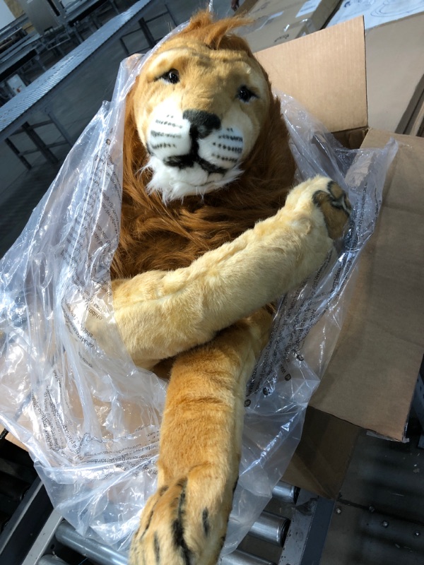 Photo 2 of Melissa & Doug Lion Giant Stuffed Animal (Wildlife, Regal Face, Soft Fabric, 22? H x 76? W x 15? L)