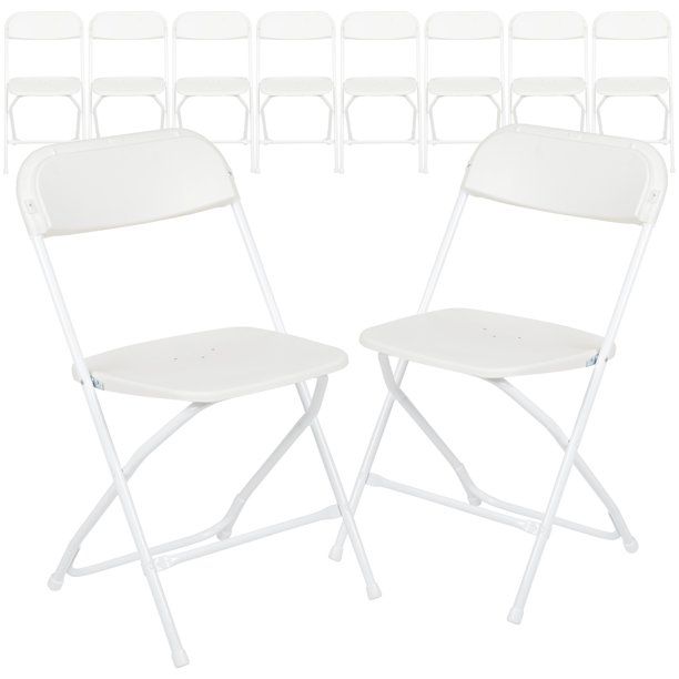 Photo 1 of Flash Furniture Folding Chair, White Plastic, set of 10 chairs