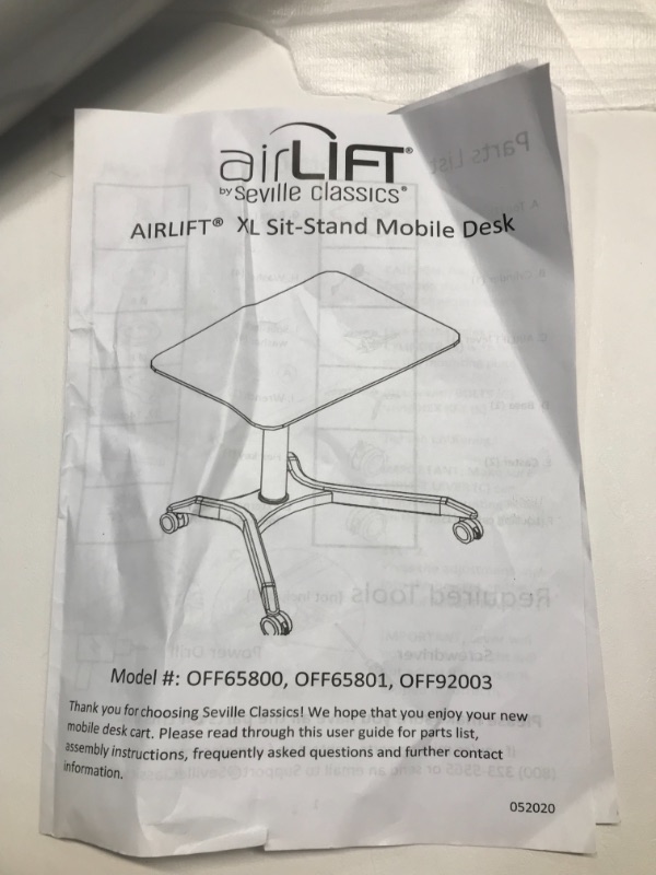 Photo 4 of Seville Classics AIRLIFT XL 28" Pneumatic Height Adjustable Sit-Stand Mobile Laptop Computer Desk Cart (27.1" to 41.9" H), White


//item has cosmetic damage