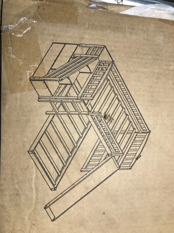 Photo 1 of *INCOMPLETE//BOX 2 OF 3//MISSING BOX 1 AND 3*

gray bunk bed with steps, ladder and slide

//unknown dimensions or model/ 