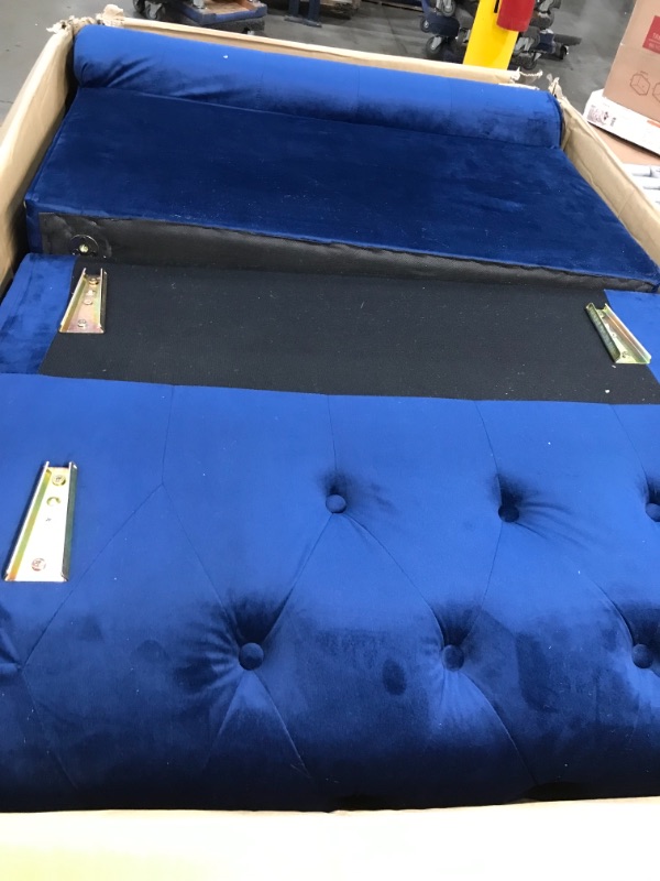 Photo 2 of //MISSING BACK REST****
Christopher Knight Home Karen Traditional Chesterfield Loveseat Sofa, Navy Blue and Dark Brown, 61.75 x 33.75 x 27.75, 306027