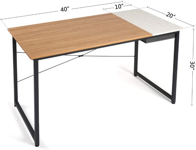 Photo 1 of Cubiker Writing Computer Desk 47" Home Office Study Laptop Table, Modern Simple Style Desk with Drawer, Natural Terrazzo

