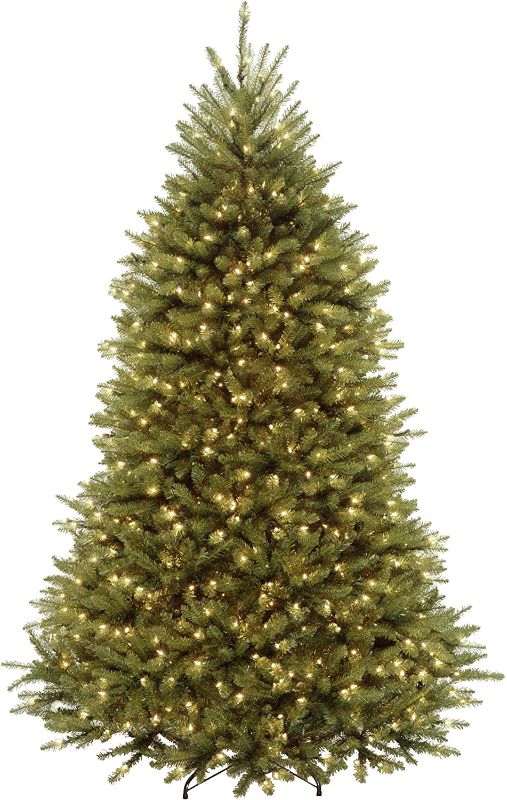 Photo 1 of National Tree Company Pre-Lit Artificial Full Christmas Tree, Green, Dunhill Fir, White Lights, Includes Stand, 7 Feet

//TESTED, POWERS ON