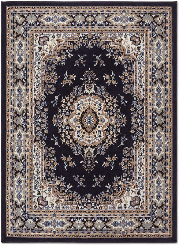 Photo 1 of Home Dynamix Premium Sakarya Traditional Medallion Border Area Rug, Navy Blue, 3'7"x5'2" Rectangle
