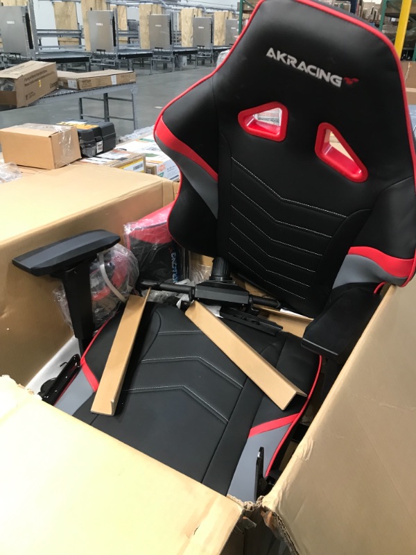 Photo 2 of AKRacing Masters Series Max Gaming Chair with Wide Flat Seat, 400 Lbs Weight Limit, Rocker and Seat Height Adjustment Mechanisms - Red

//DAMAGE/MISSING HARDWARE