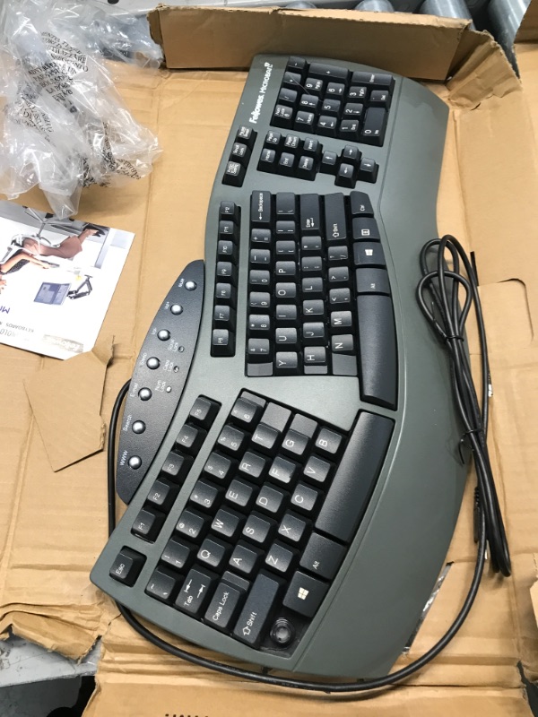 Photo 2 of Fellowes - Ergonomic Split-Design Keyboard w/Antimicrobial Protection, 117 Keys, Black
