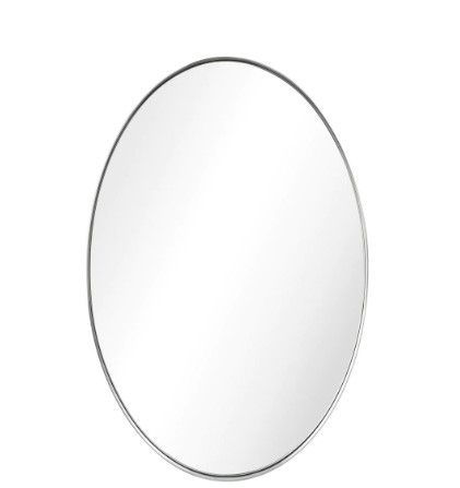 Photo 1 of 36 in. x 24 in. Ultra Oval Brushed Silver Stainless Steel Framed Wall Mirror
