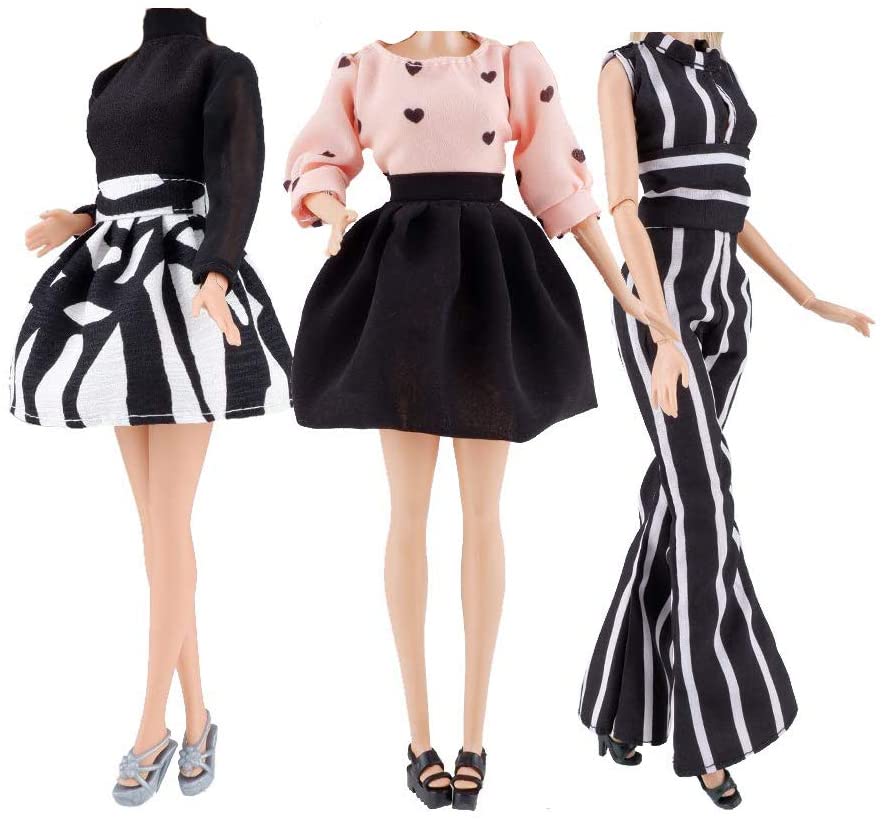 Photo 1 of E-TING Handmade Doll Clothes Short Skirt Jumpsuits Office Style Wears Dress for Girl Dolls (3 Sets)
