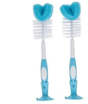 Photo 1 of Dr. Brown's Baby Bottle Cleaning Brush with Sponge and Scrubber - Blue - 2pk
