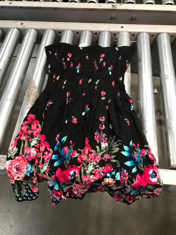 Photo 1 of Floral Strapless Shirt, Black