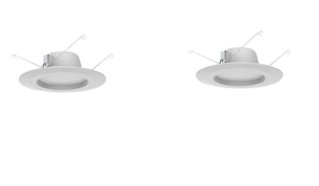 Photo 1 of 5 in. and 6 in. White Integrated LED Recessed Trim, 2700K Soft White (4-Pack)